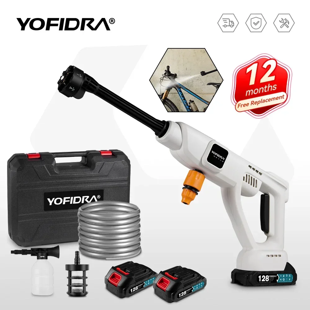 YOFIDRA 100Bar 6 IN 1 Electric Washer Gun Cordless Rechargeable Car Washer Garden Cleaning Irrigation Tool For Makita 18VBattery