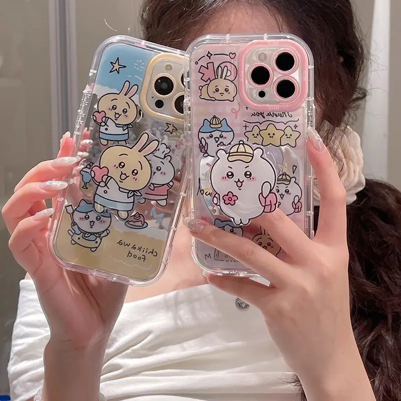 

Kawaii Chiikawa Anime Usagi Mirror Phone Case Cute Cartoon Airbag Soft Cover for iPhone 15 14 13 12 11 Pro Max super beautiful