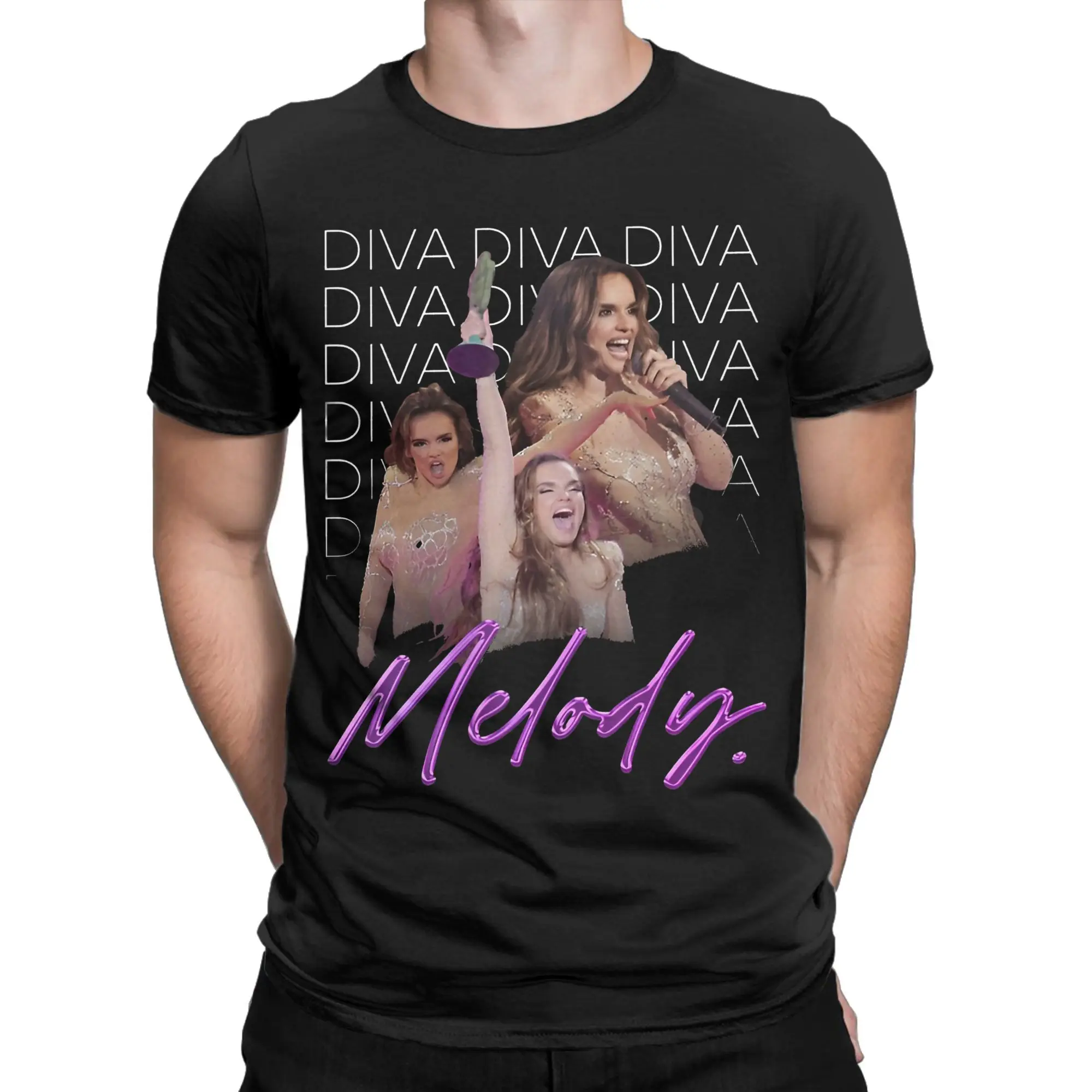 

Melody Esa Diva Eurovision 2025 Spain Graphic Printing T Shirt for Men Women Pure Cotton Tee Shirt Clothing