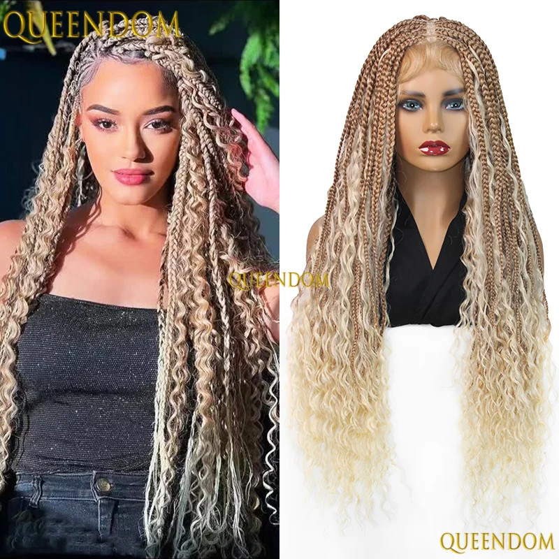 

32" Synthetic Wig Bohemia Braided Wigs For Women Knotless Box Braids Natural Hair Wigs On Sale