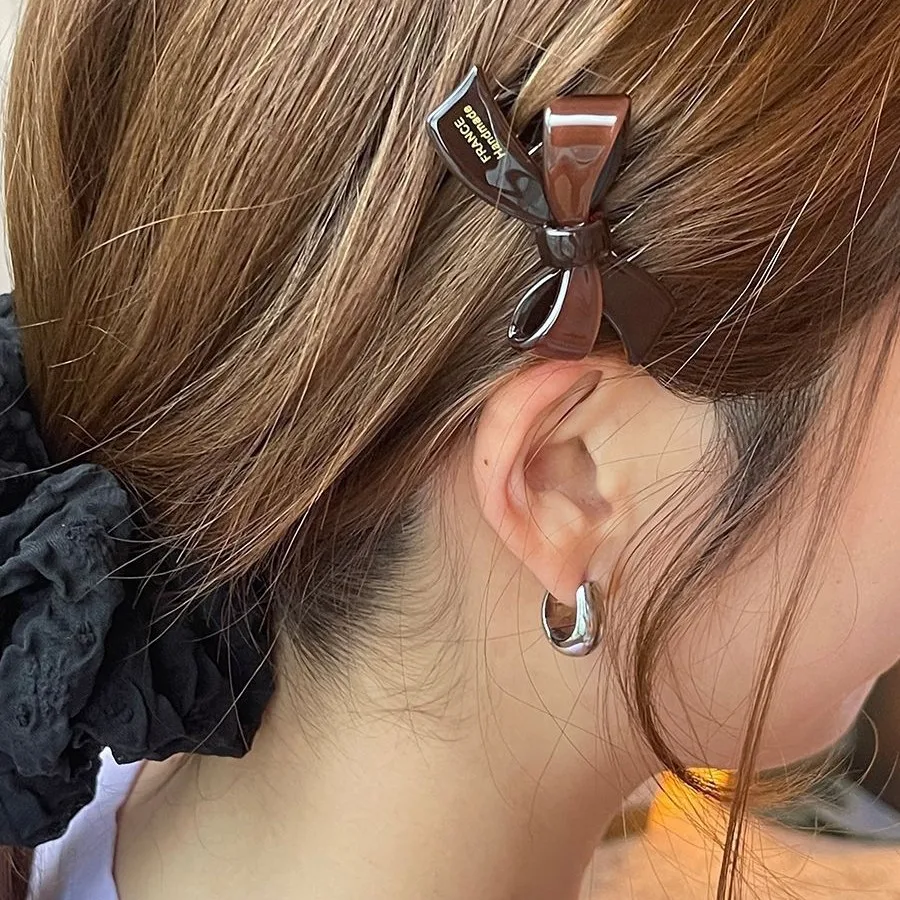 

French Gold Label Chocolate Bow Updo Comb - Backcomb Hair Pin for Flyaway Hair Women Side Casual Styling Tool