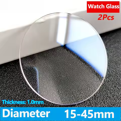 2pcs Cover Thickness Diameter Flat Watch Crystal Mineral Glass, Replacement Parts Round Mechanical Watch Glass, Lens Repair Tool
