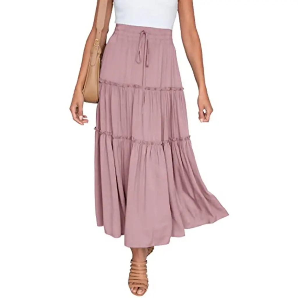Women's High Waist Mid-length Bohemian A-line Dress Pleated Floating Skirt European And American Style