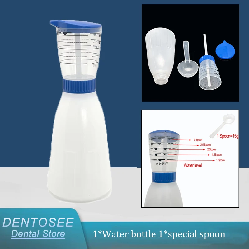 

1pcs Dental Alginate Impression Materials Stirring Mixing Bottle Squeezing Measuring Cup Spoon Dental Measuring Bottle