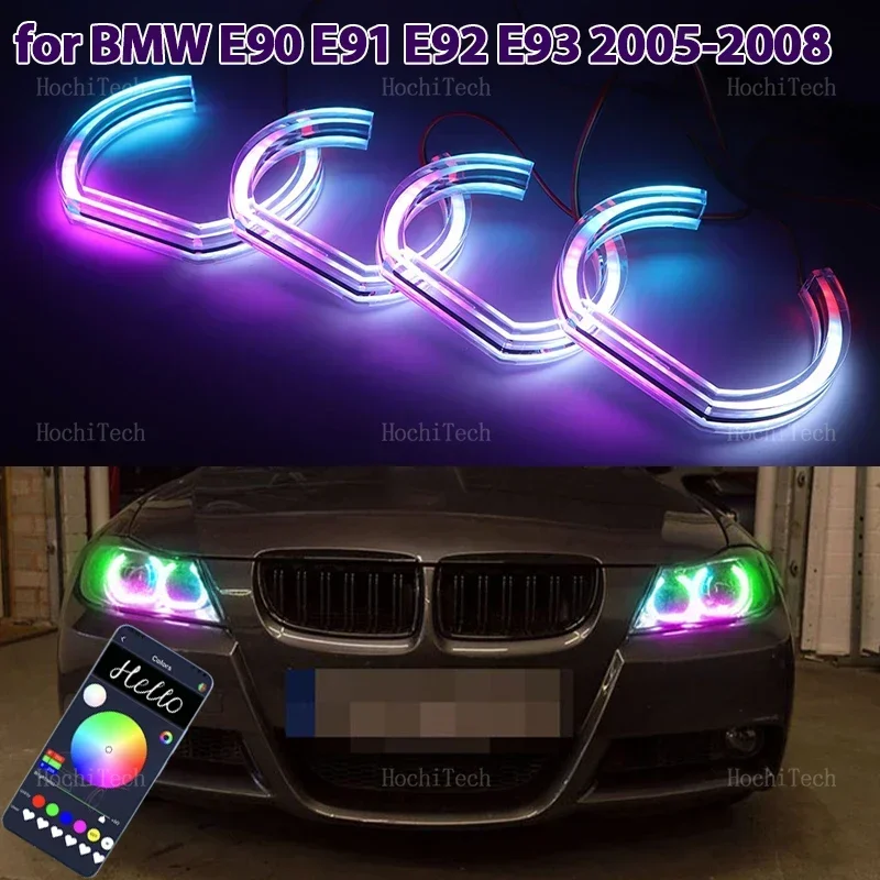 

For BMW 3 Series E90 E91 Pre-LCI 2005-2008 Sequential App control DTM style LED Angel Eyes Bulb Ring turn signal DRL Lamp