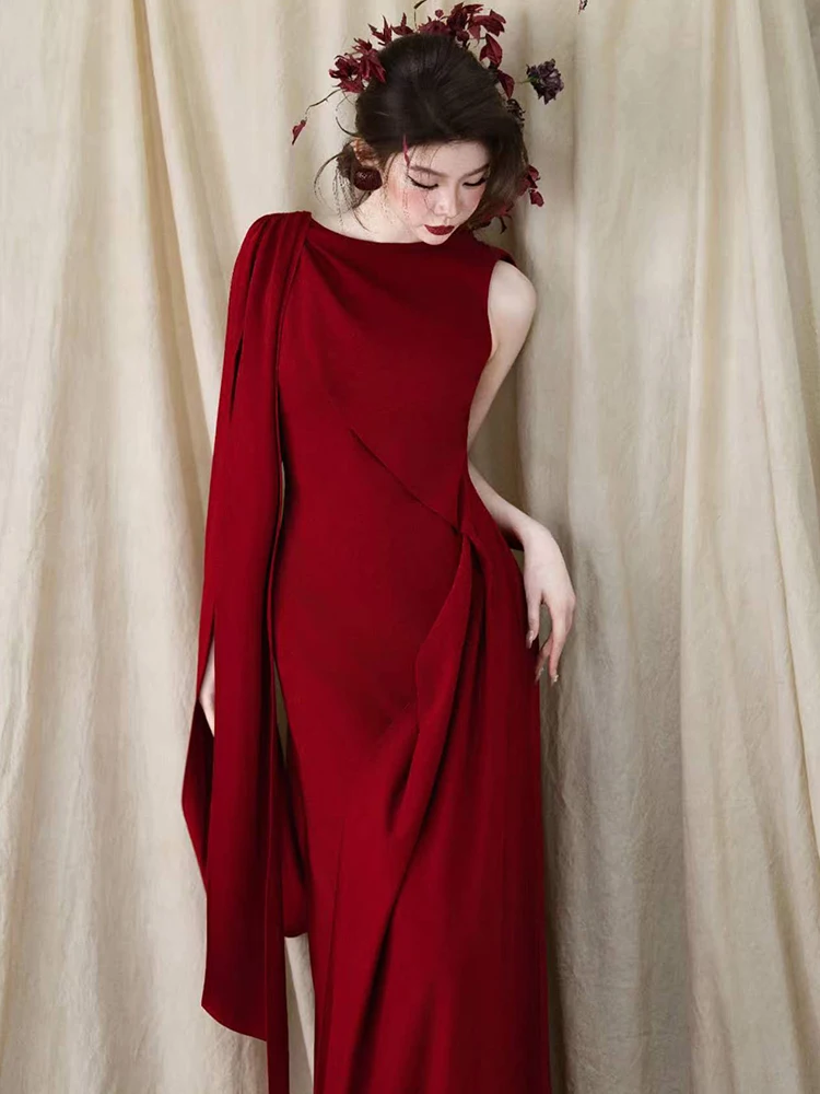 

Ele Red Evening Gown Bal Women's Wedding Dr Luxury Sensation Morning oot Long Skirt Wine Offering Dr