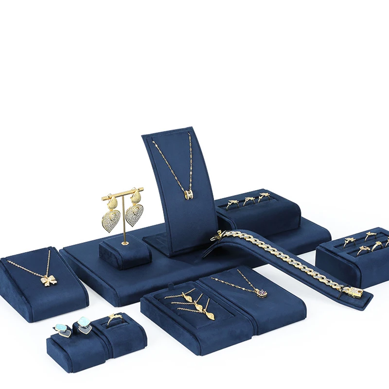 

Necklace display rack, blue textured leather earrings, bracelets, pendants, jewelry display stand, counter display jewelry props