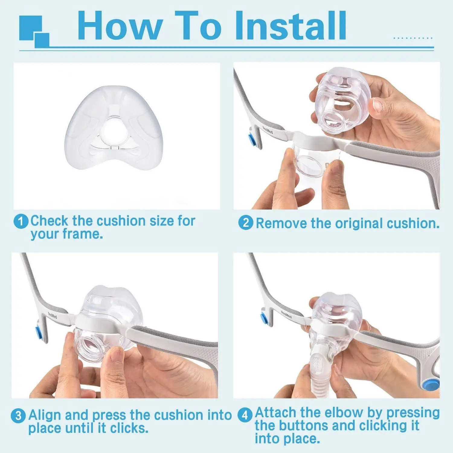 CPAP Mask Silicone Cushion Replacement Nasal Parts M Model Compatible with ResMed AirFit N20 - Medical Equipment Accessory