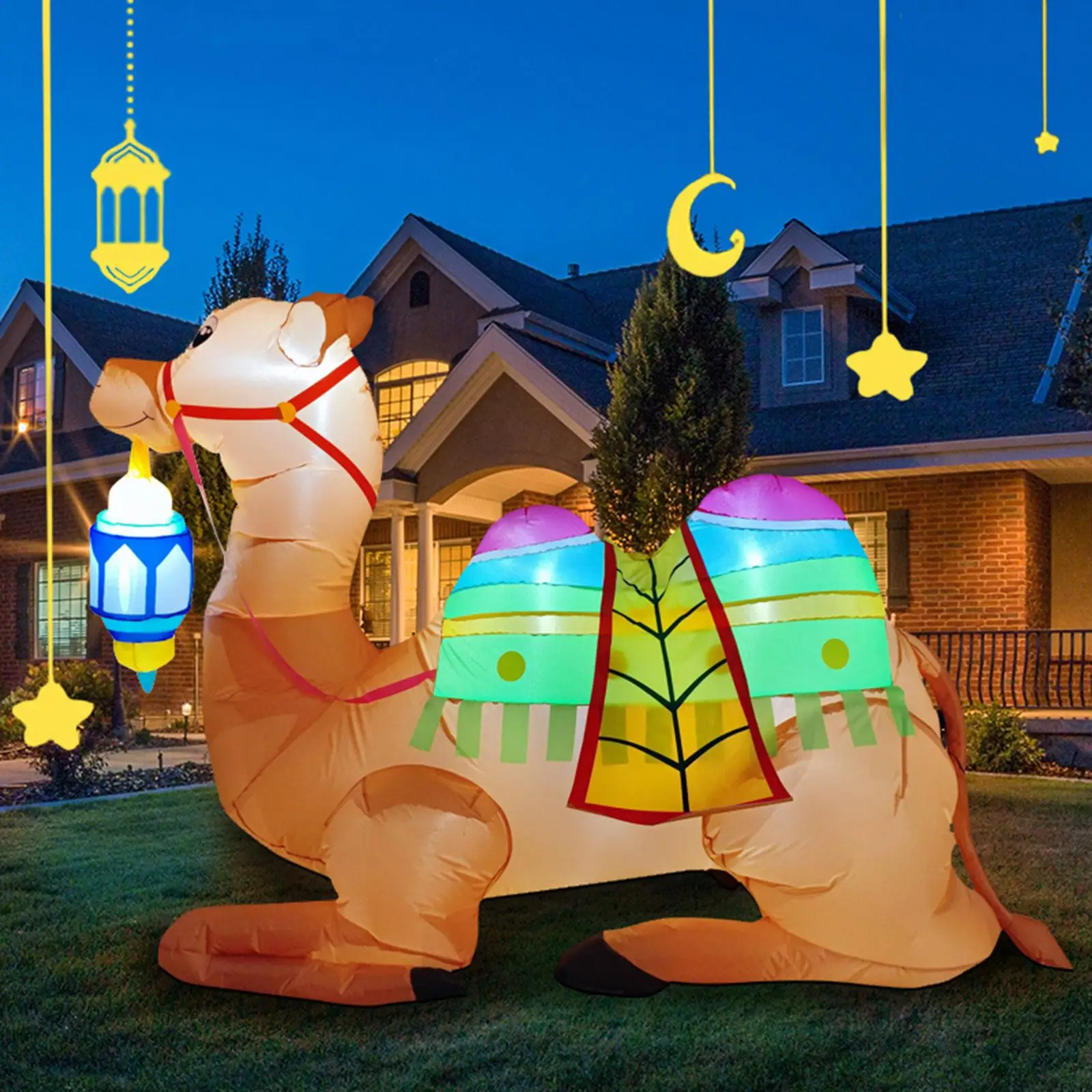 Camel Inflatable Decoration for Ramadan with LED Lights Ideal for Yard Garden Patio Festive Display