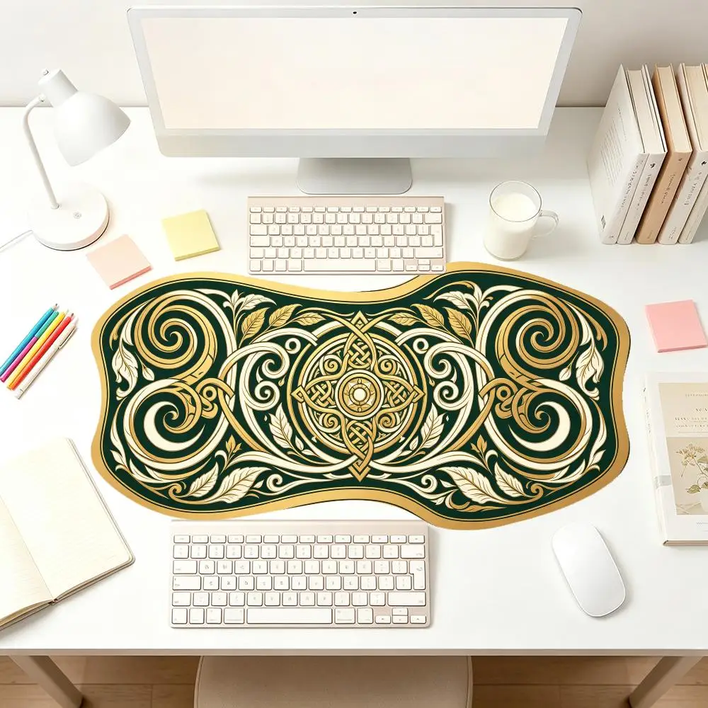 Celtic Wave Pattern Mousepad Non Slip Rubber Base Precision Tracking Creative Special Shaped For Vintage Desk