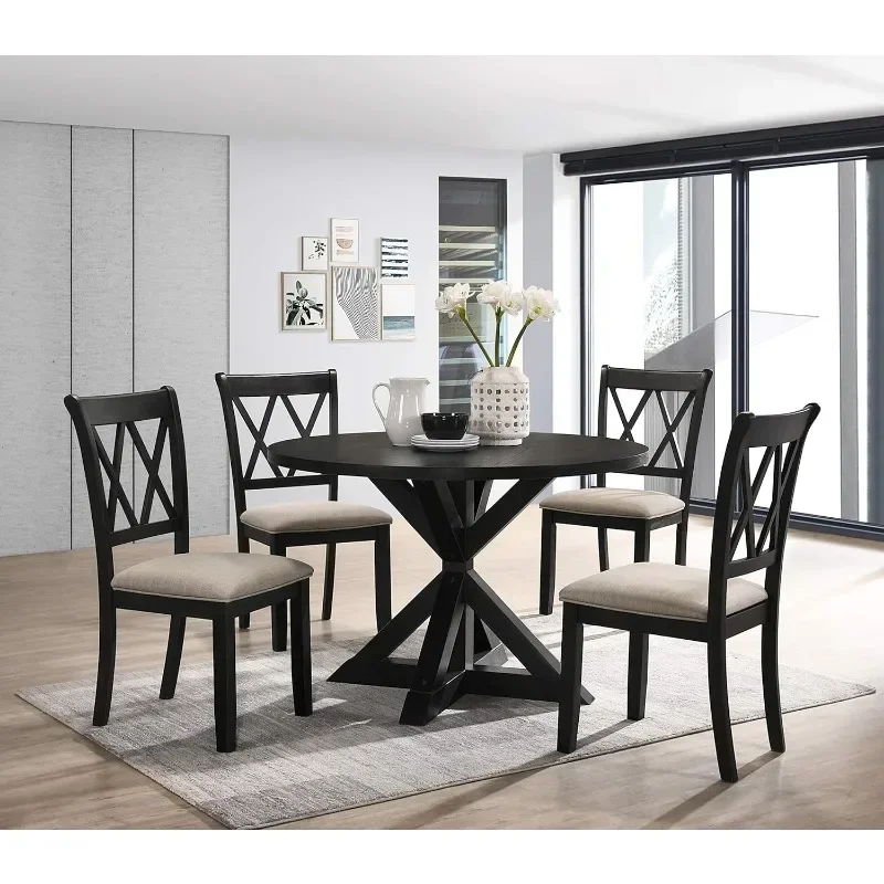 Windvale Cross-Buck Wood Piece Dining Set, modern dining table set Easy to assemble