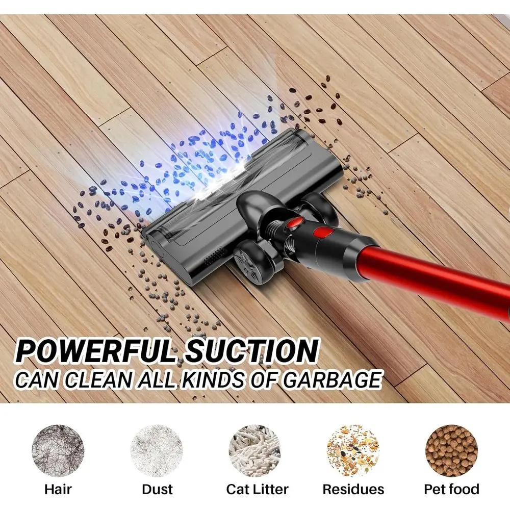 Lightweight 8-in-1 Cordless Vacuum Cleaner, 45 Mins Battery, Strong Suction, Anti-Tangle, Ideal for Pet Hair on Hard Floors and