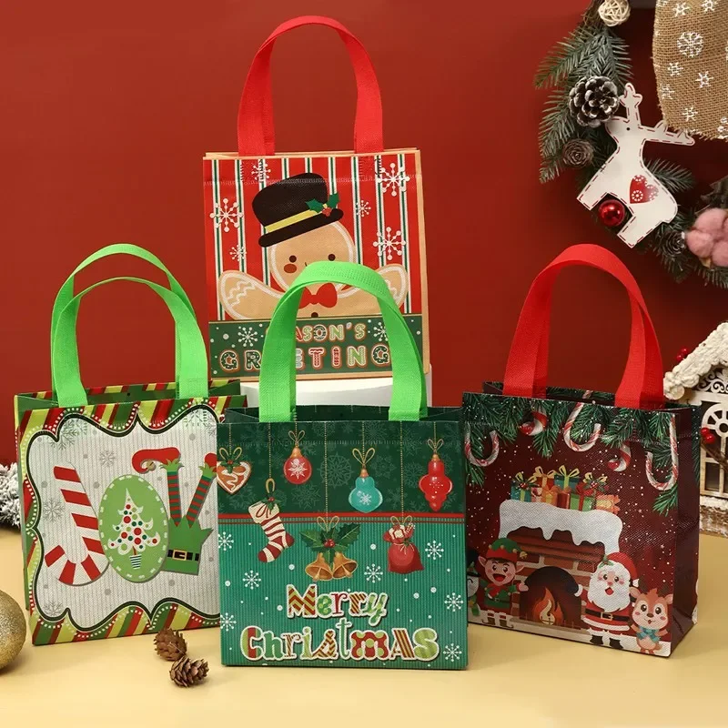 Christmas Gift Bags Non-Woven Christmas Bags Christmas Decorations for Home 2024 Navidad Natal Gifts New Year 2025 Packing Bag