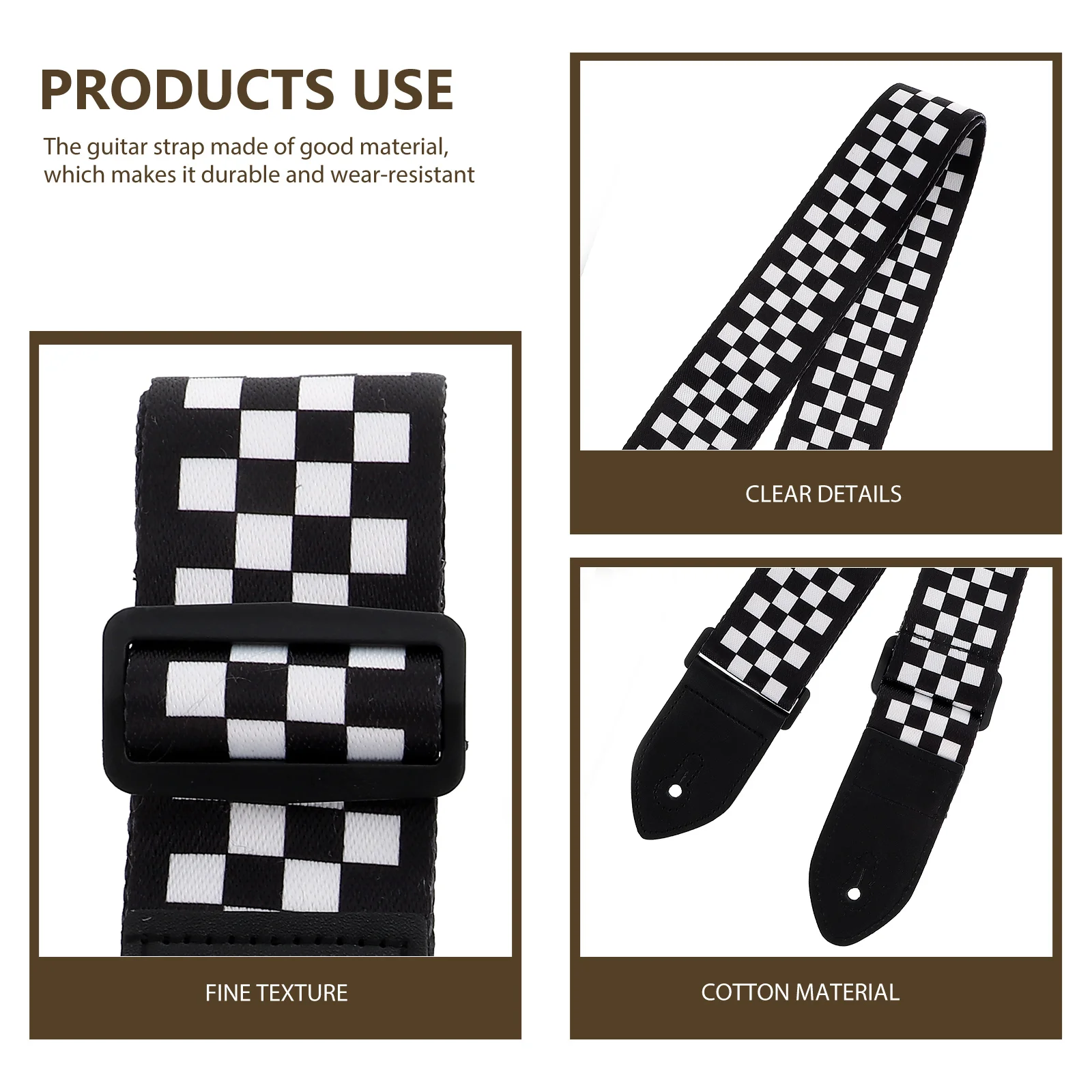 

2Pcs Guitar Strap Acoustic Electric Replacement Cotton Sling Zhi Accessory Lattice Belt Creative Strong Load Anti Wear