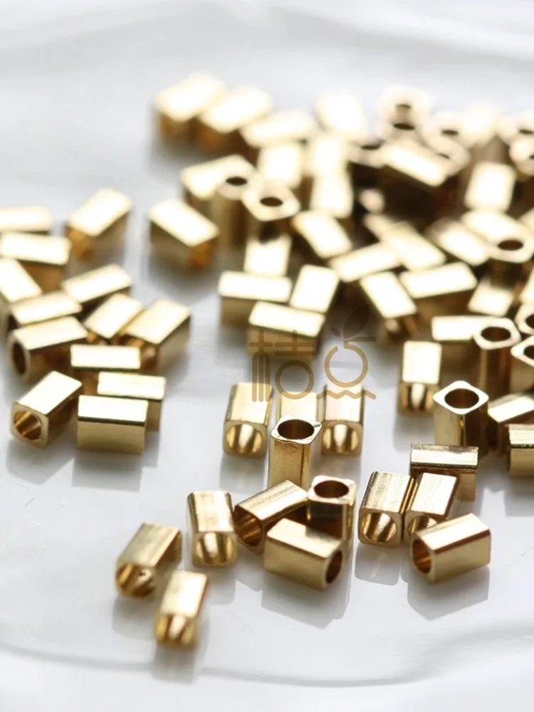 Materiały DIY - 100 sztuk solidnych, surowych mosiężnych elementów dystansowych - prostokątna rurka 3x2mm (4395C-Q-34) — zdjęcie 2