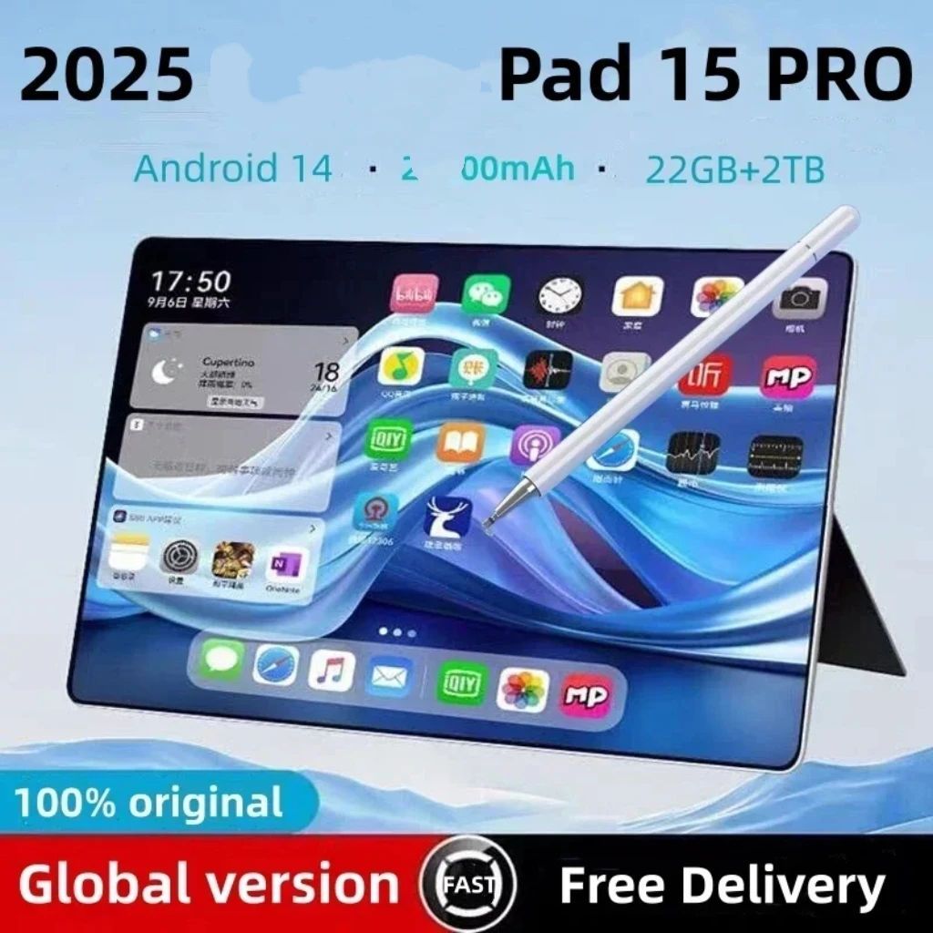 

2025 Original Pad 15 Pro Tablet Android14 Snapdragon888 11Inch HD 22GB+2TB 20000mAh 5G Dual SIM Bluetooth WiFi GPS Tables