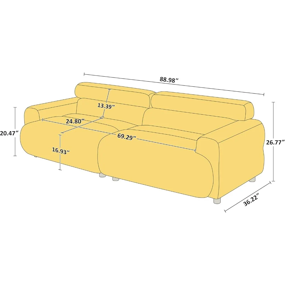 89 inch Boucle Cloud double sofa, comfortable cushioned deep seated Boucle sofa, medieval modern sofa