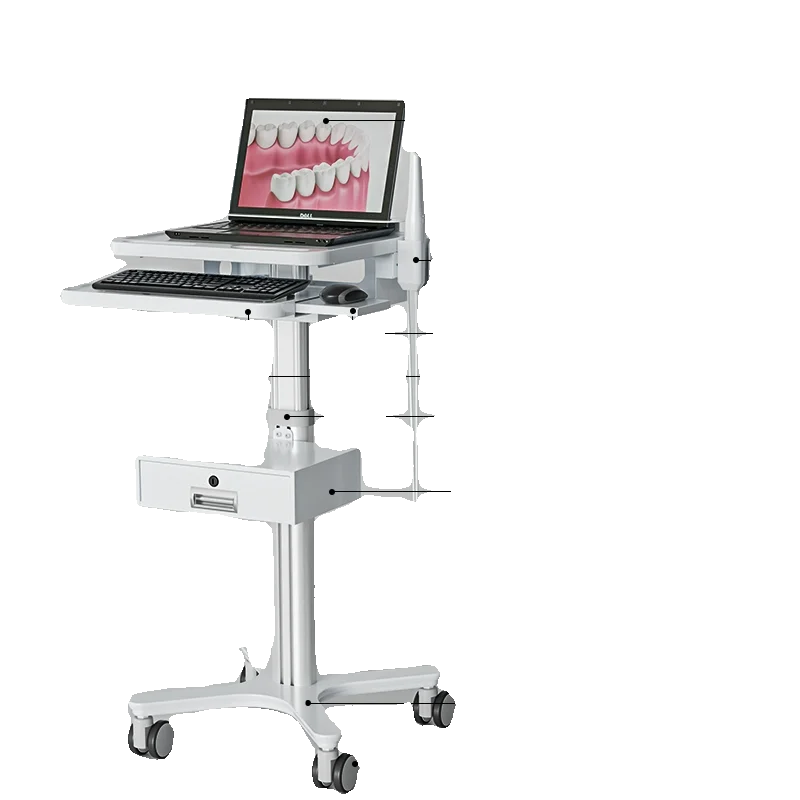 Oral scanning cart, laptop, mobile rounds cart, medical cart, dental oral scanning instrument