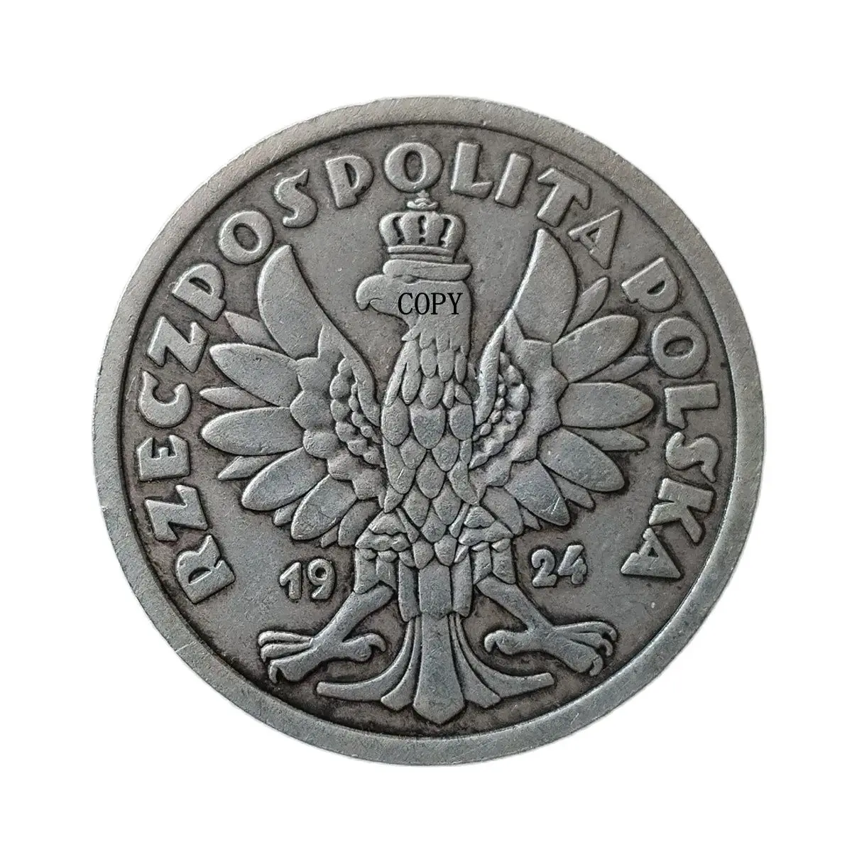 

Польша 2 Zlote 1924 Посеребренная КОПИЯ монета Тип 2