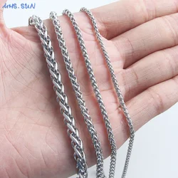 MHS.SUN Flower Basket Chain Stainless Steel Necklaces Width 2.5-6MM For Men Women Braided Wheat Chain Jewelry Accessories