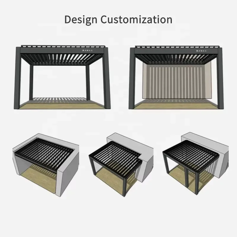 Modern Aluminum Louvered Pergola Pavilion for 3x3 3x4 4x3 4x4 4x5 4x6 6x3 6x4 6x5m Outdoor Garden Gazebo Pergole Pergula view 3