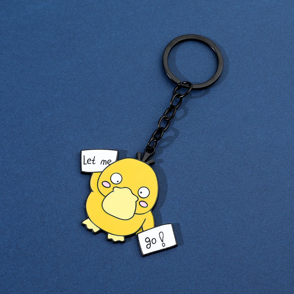 

Pokemon Anime Figure Psyduck Enamel Keychain Cute Duck Keyring for Backpack Car Key Holder Toy Pendant Accessories Gifts for Kid