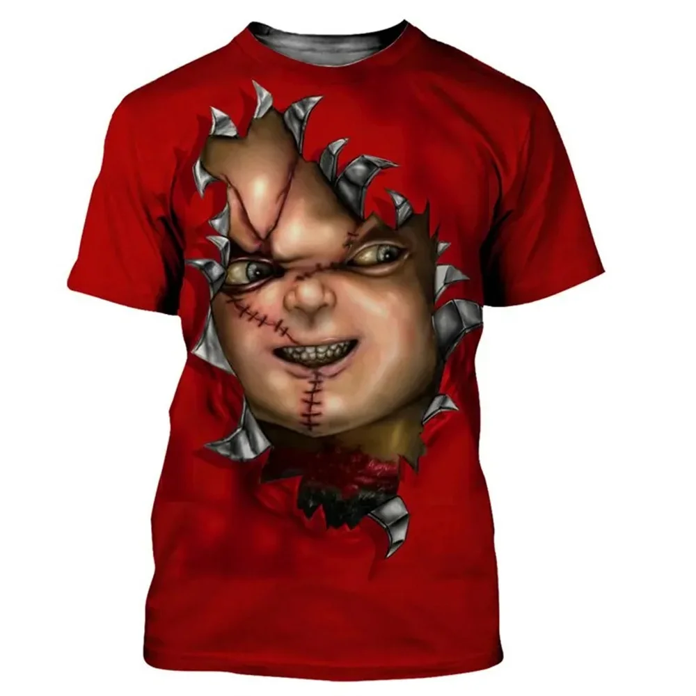 Summer Horror Chucky 3d Printed Children Tshirts Boys Girls Casual Fashion Oversized Short Sleeve Tees Tops Kids Adults Clothing