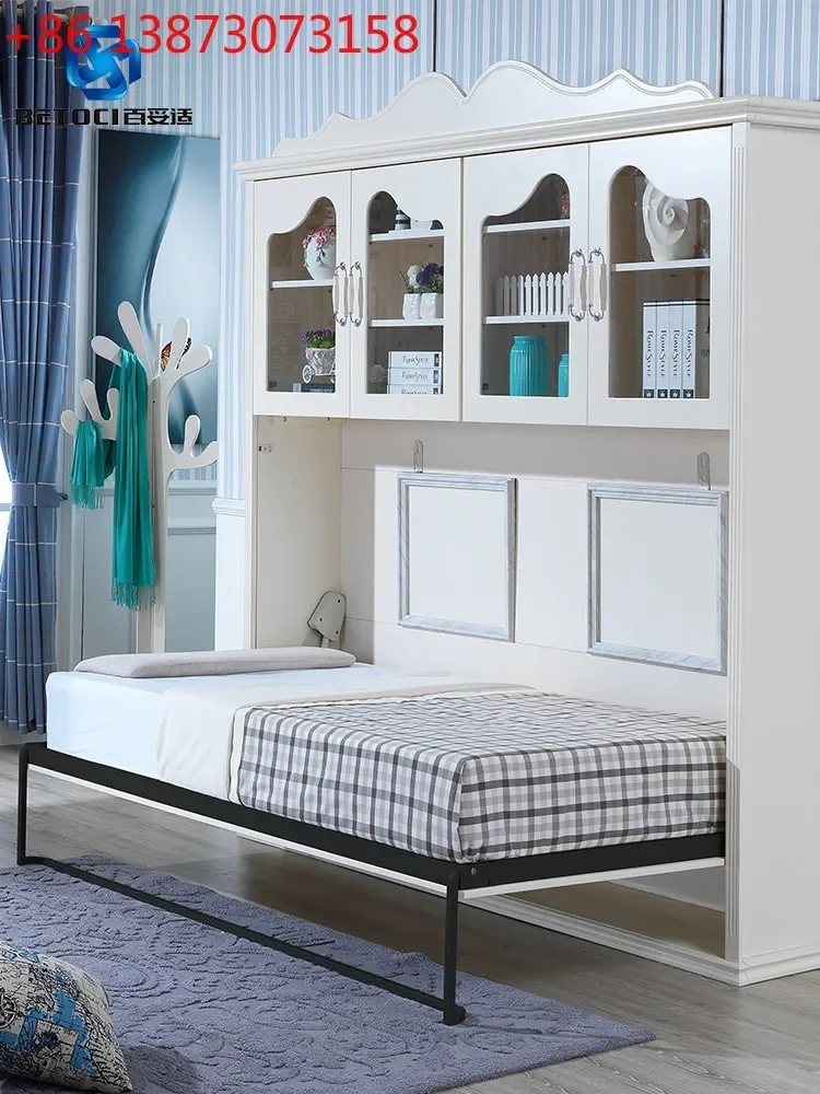 Small apartment wardrobe integrated invisible folding bed front side flip hidden bed