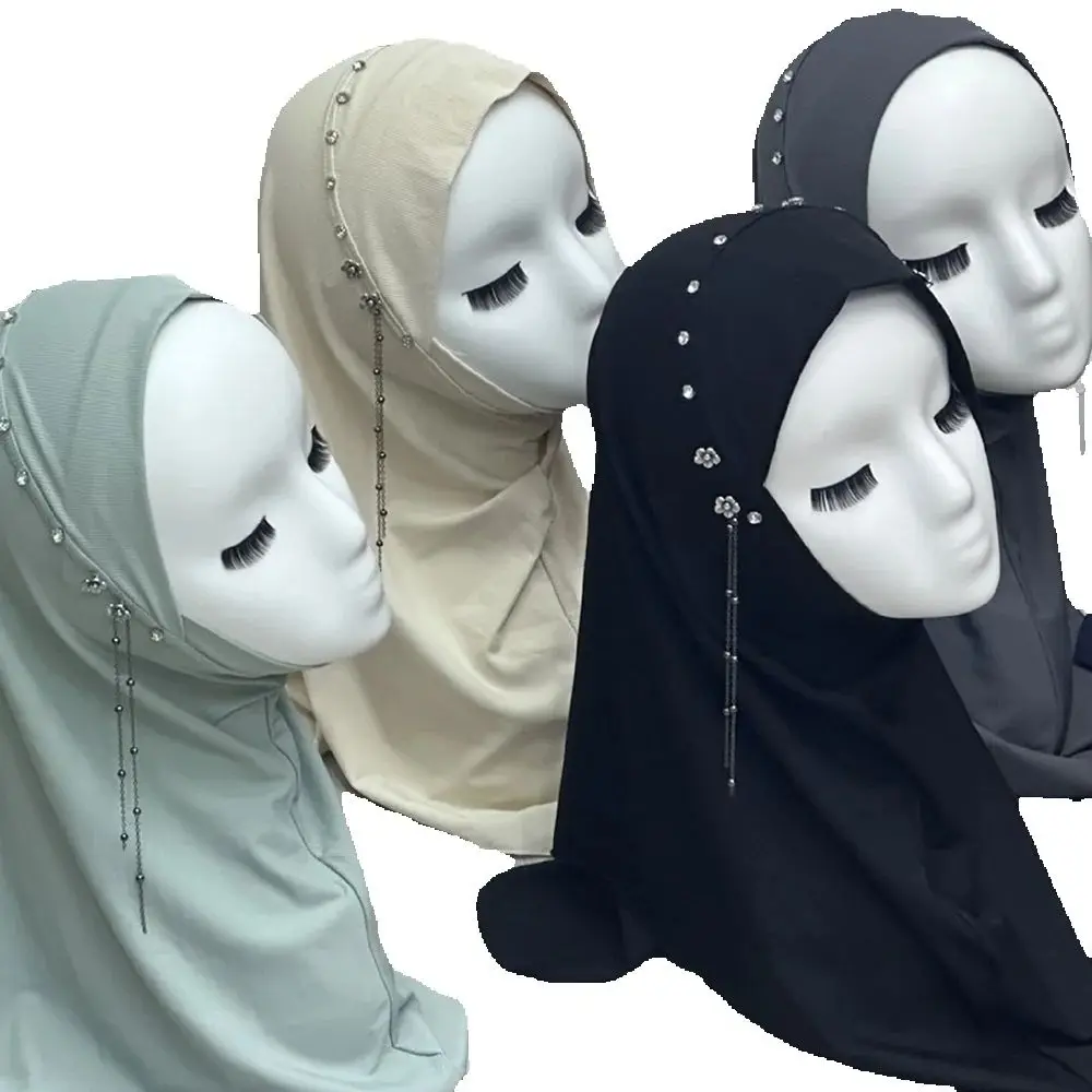 

Роскошный мгновенный шарф, хиджаб, женский длинный хиджаб с кисточками и бриллиантами, мусульманский платок, шарфы, ислам Амира, молитвенный хиджаб, тюрбан, никаб