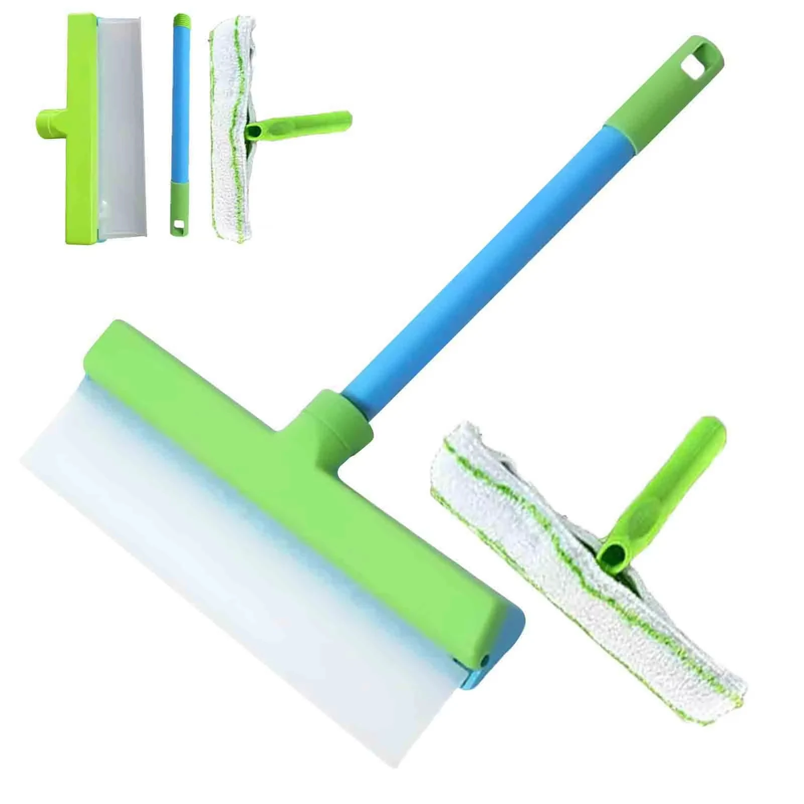 3-in-1 Reinigingsset T-vormige steel 30cm korte steel siliconen glasreiniger auto huishouden badkamer glas spiegel raam deur trekker