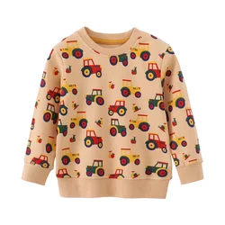 Nueva Llegada, Ropa para Bebés de 2 a 7 Años, Camisetas de Manga Larga con Estampado de Autos para Niños, Sudaderas para Niñas, Disfraz Infantil Deportivo, Camisetas con Capucha para Otoño