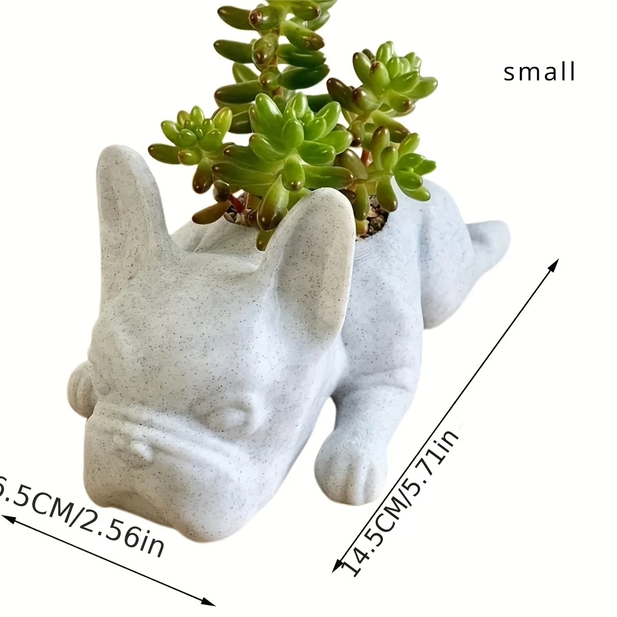 French Bulldog Succulent Planter Flowerpot Puppy Dog Statue Flower Pot Resin Ornament for Home Office Garden Desktop Shelf Decor