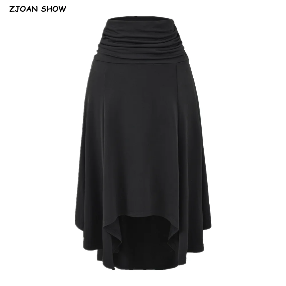 

Летняя черная эластичная юбка до колена в стиле ретро с заниженной талией и рюшами, женские юбки трапециевидной формы средней длины Femme