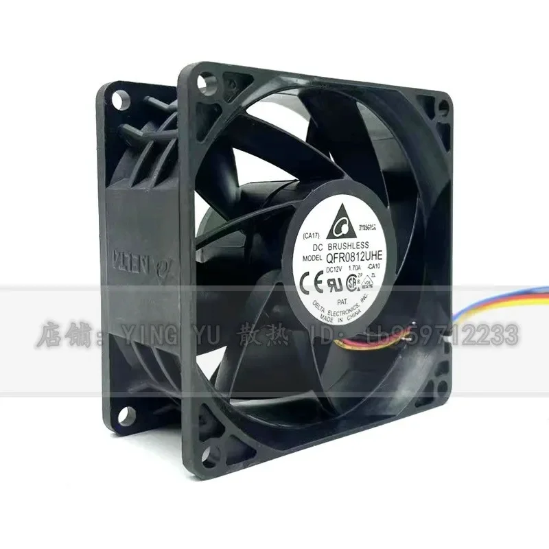 for DELTA QFR0812UHE 8038 12V 1.70A 4 Wire Server Cooling Fan Large Air Volume High Performance Original Genuine Replacement