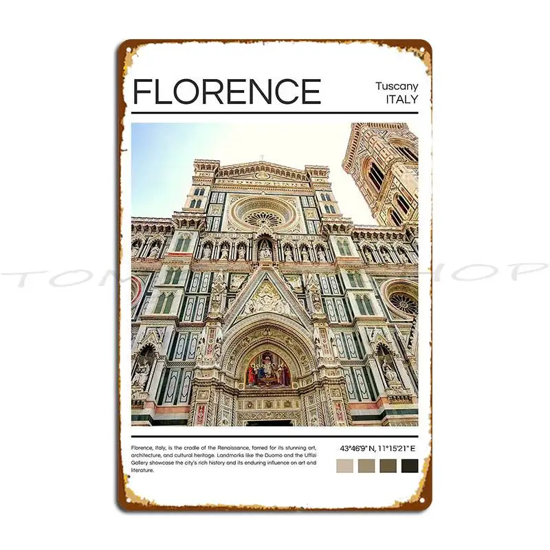 Florence Italy Metal Plaque Poster Design Pub Wall Cave Bar Garage Plaques Designing Tin Sign Poster
