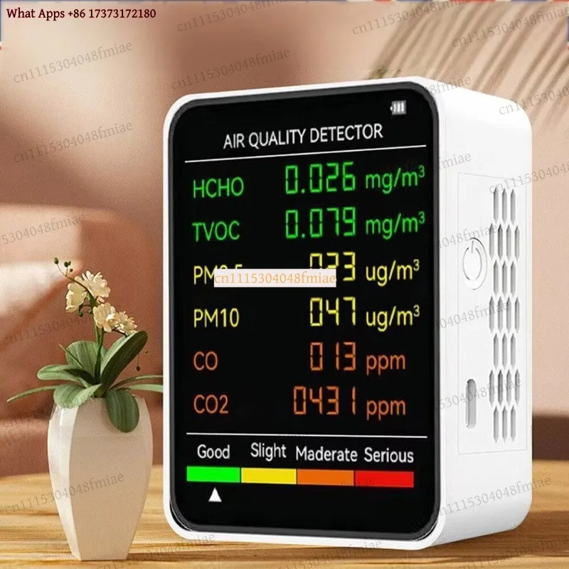 6 in 1 Air Quality Monitor CO2 Meter HCHO CO TVOC PM2.5/10 Detector