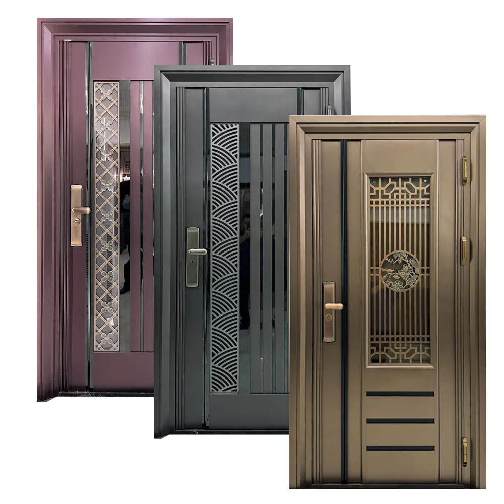 Luxury Aluminum Alloy Security Entrance Door with Anti-theft & Waterproof Features Modern Design for Outdoor Use