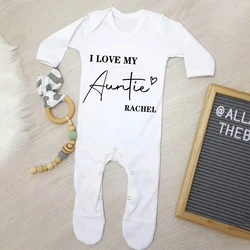 I Love My Auntie Baby Sleepsuit Personalised Babygrow Sleepsuit Newbron Coming Home Outfit Newborn Pregnancy Announcement Gift