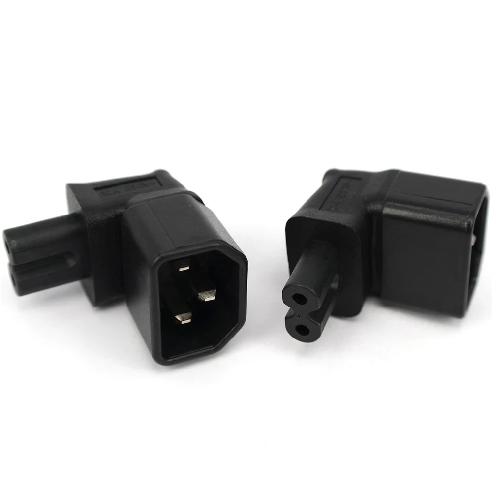 1 Pcs IEC 320 3-Pin C14 Male To C7 Female Right Angled 8 type AC Power Adapter Converter 10A 250V  Right Angle Power adapter