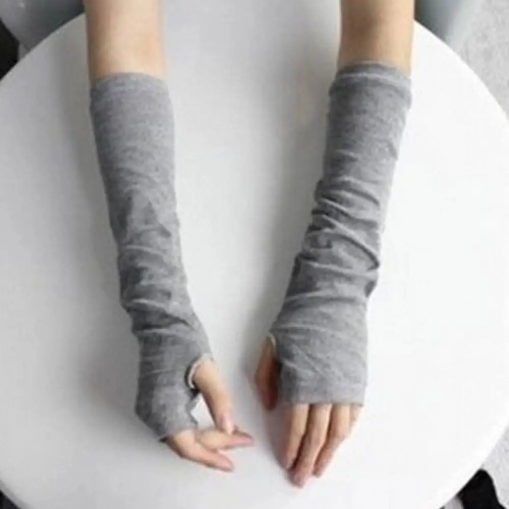 

Women's Knitted Arm Fingerless Long Mitten Wrist Elastic Fashion Warm Gloves mangas para brazo mujer