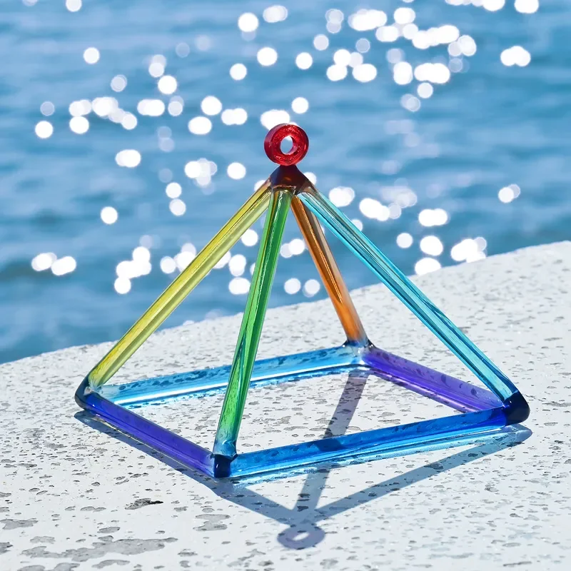 Red Crystal Pyramid Sound Therapy Instrument for Yoga Meditation Music Healing Chakra Balancing Percussion Tool Home Decor