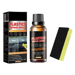 Car Interior Plastic Leather Restorer Refinishing Paste + Sponge Car Plastic Restorer Paint Black Shine Seal Brighten  50ml