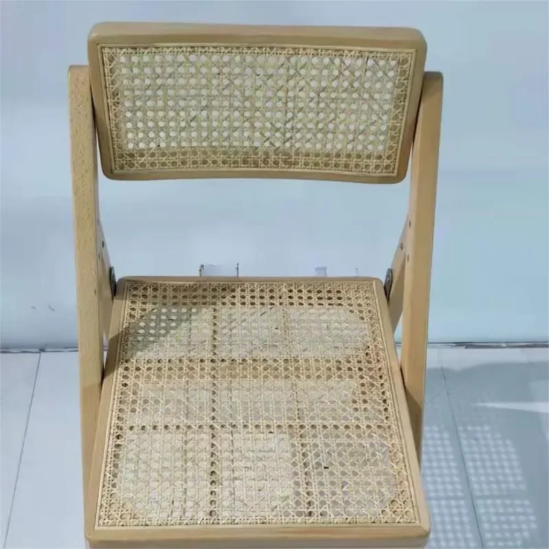 Vintage Garden Living Room Cane Rattan Wicker Wooden Folding Chair