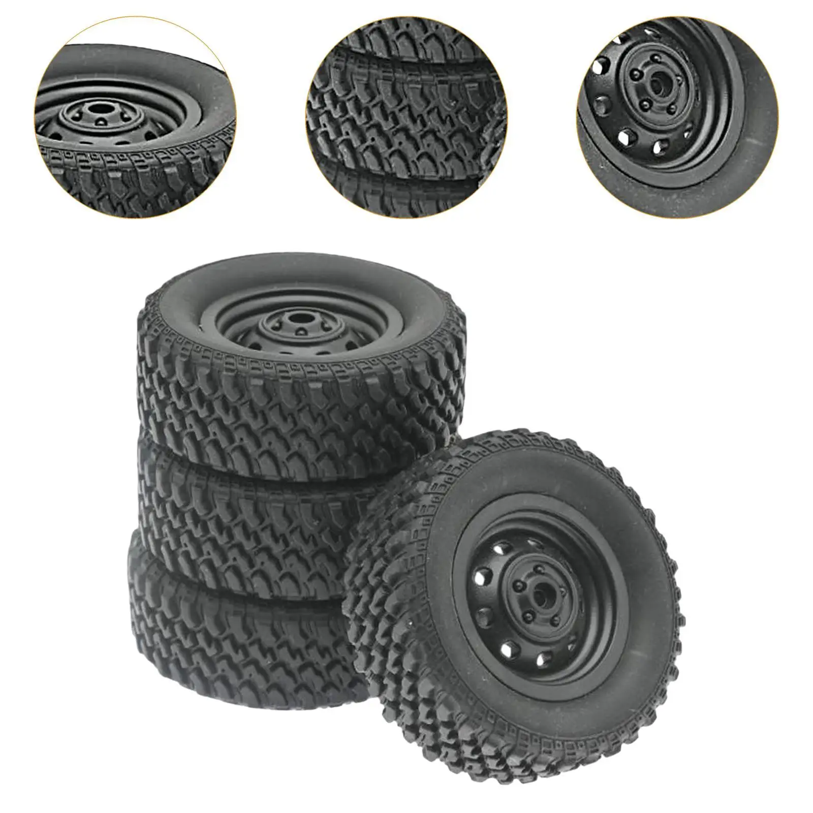 4Pcs RC Wheels and Tires Set RC Crawler Car Tires Replacement RC Upgrade Part for MN82 MN78 1/12 RC Crawler Car DIY Accessor