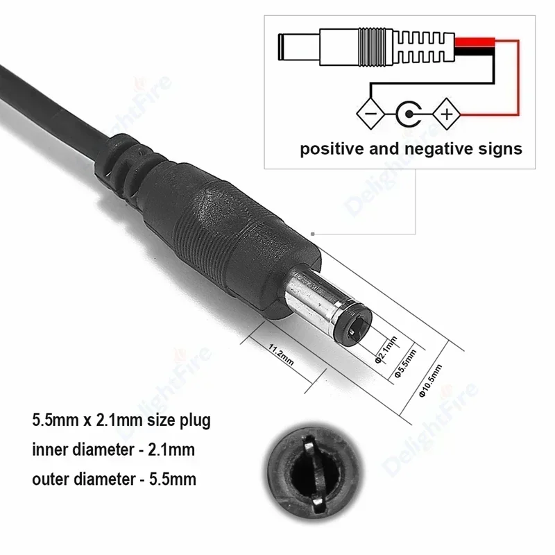 Cable conector de alimentación CC de 5,5mm y 2,1mm, conector de barril macho y hembra, adaptador de corriente de 12V, Cable de extensión en espiral