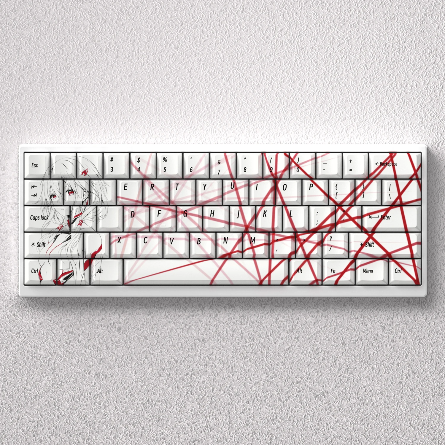 73 Keys PBT Dye Sublimation Cherry Yuzuriha Inori Anime for 60 65 68 Layout Mechanical Keyboard GK61 Anne Pro 2