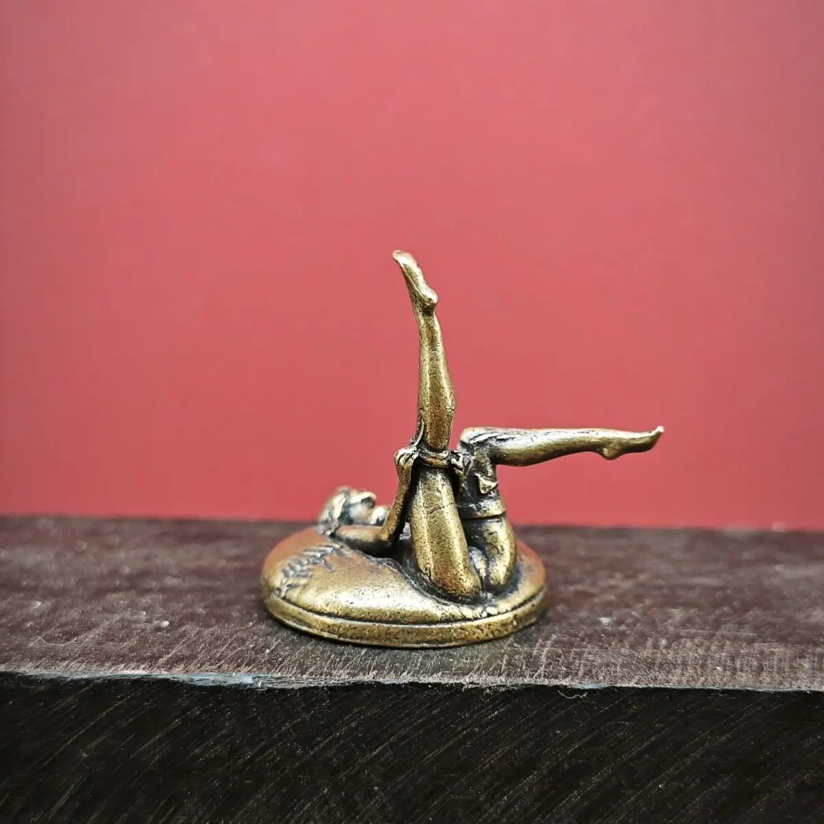 Brass Miniature Figurine, Reclining Lady  Desk Ornament, Vintage Home Decor Collectible for Miniature Landscape/Shelf Display