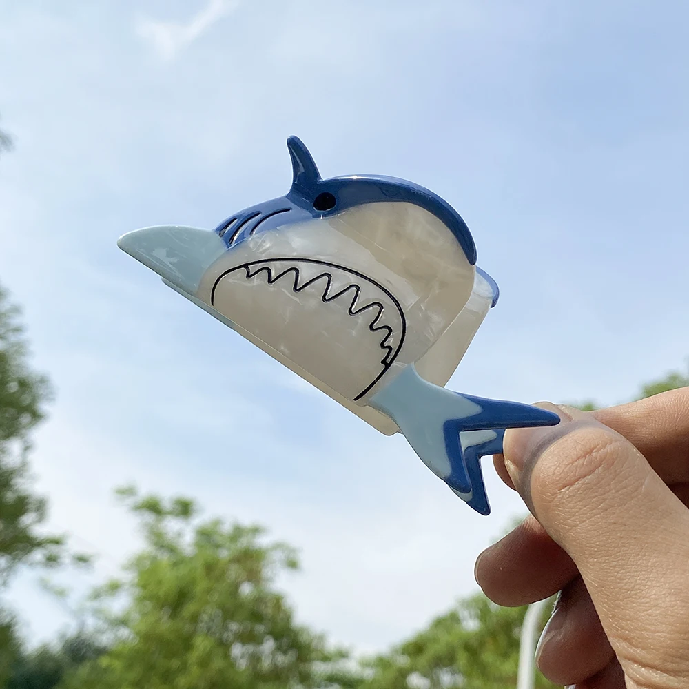 

Креативная забавная заколка-краб из ацетата в виде черепахи, осетра, акулы, крупная заколка для густых волос в виде морских животных, аксессуары для волос