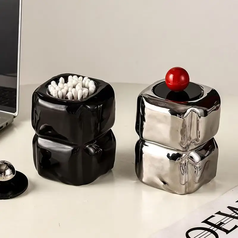 Ceramic Toothpick Box Creative Design Dental Floss Box Cotton Swab Box Household Toothpick Storage Boxes Household Products ﻿