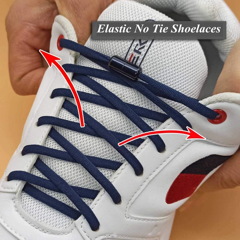 No Tie Shoelaces Semicircle Elastic Shoe Laces Kids and Adult Metal Lock Sneakers Shoelace Boot Lazy Laces Shoe Strings